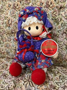 Miss Muffins Plush Doll in Purple & Red Outfit